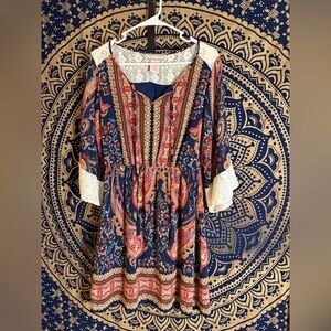 Flying Tomato Navy and Gold Dress